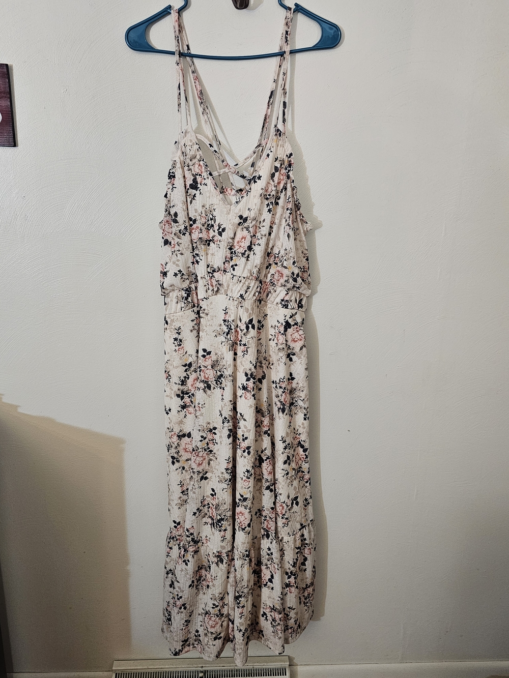 Torrid Floral Spaghetti Strap Maxi Dress in Cream and Pink